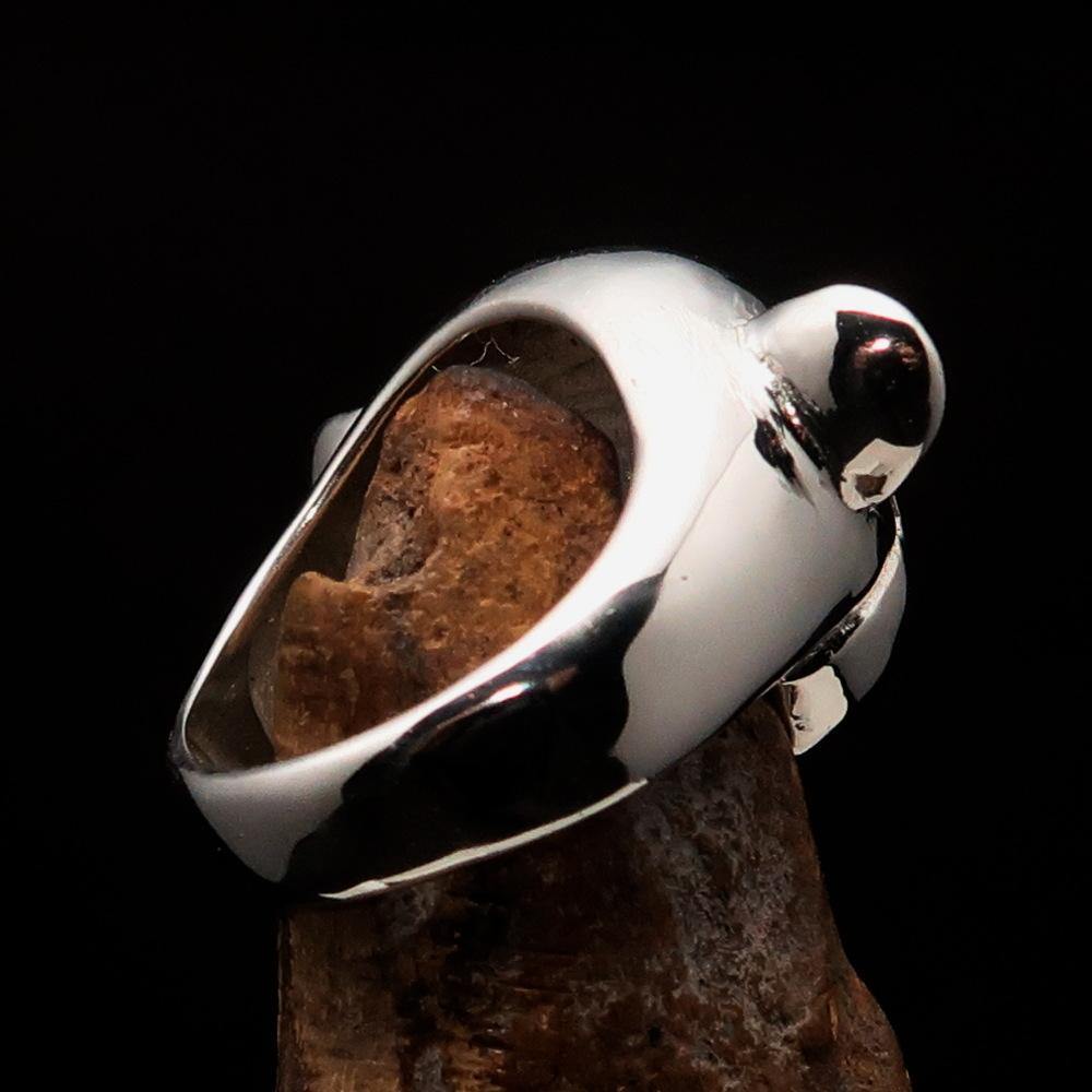 Excellent crafted Men's Teddy Bear Ring made of mirror polished Sterling Silver, showcasing a unique teddy bear design.