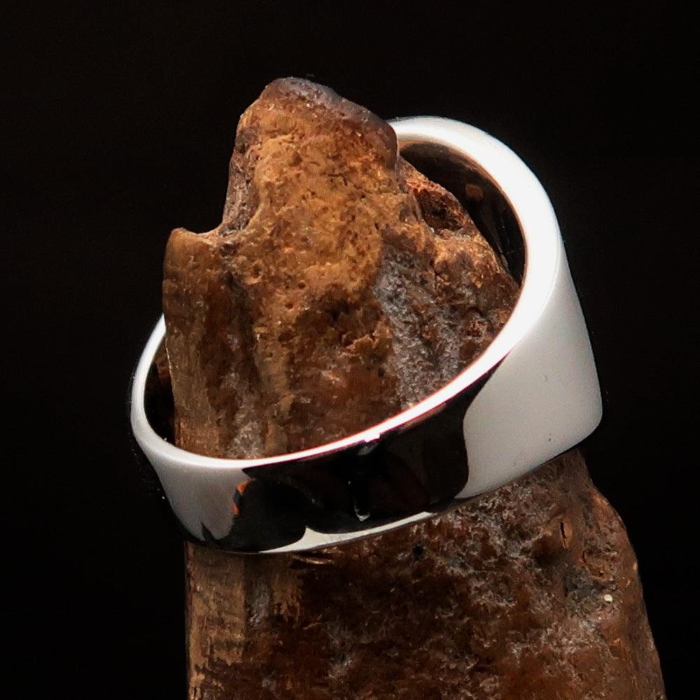 Men's yellow Iron Cross Biker Ring made of solid sterling silver with high polish and enamel finish, showcasing a bold design.