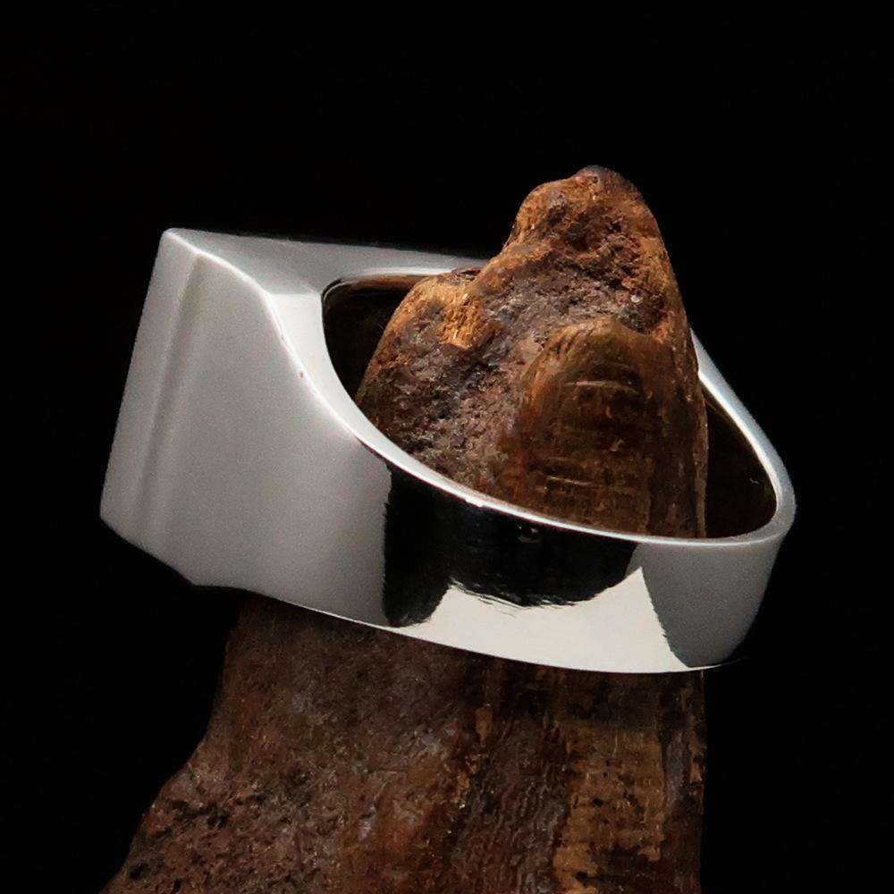 Men's German Flag Ring made of solid sterling silver with high polish and enamel finish, showcasing vibrant colors of the German flag.