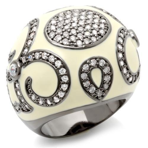 LOA939 Ruthenium Brass Ring featuring AAA Grade CZ stones, showcasing a clear and elegant design.