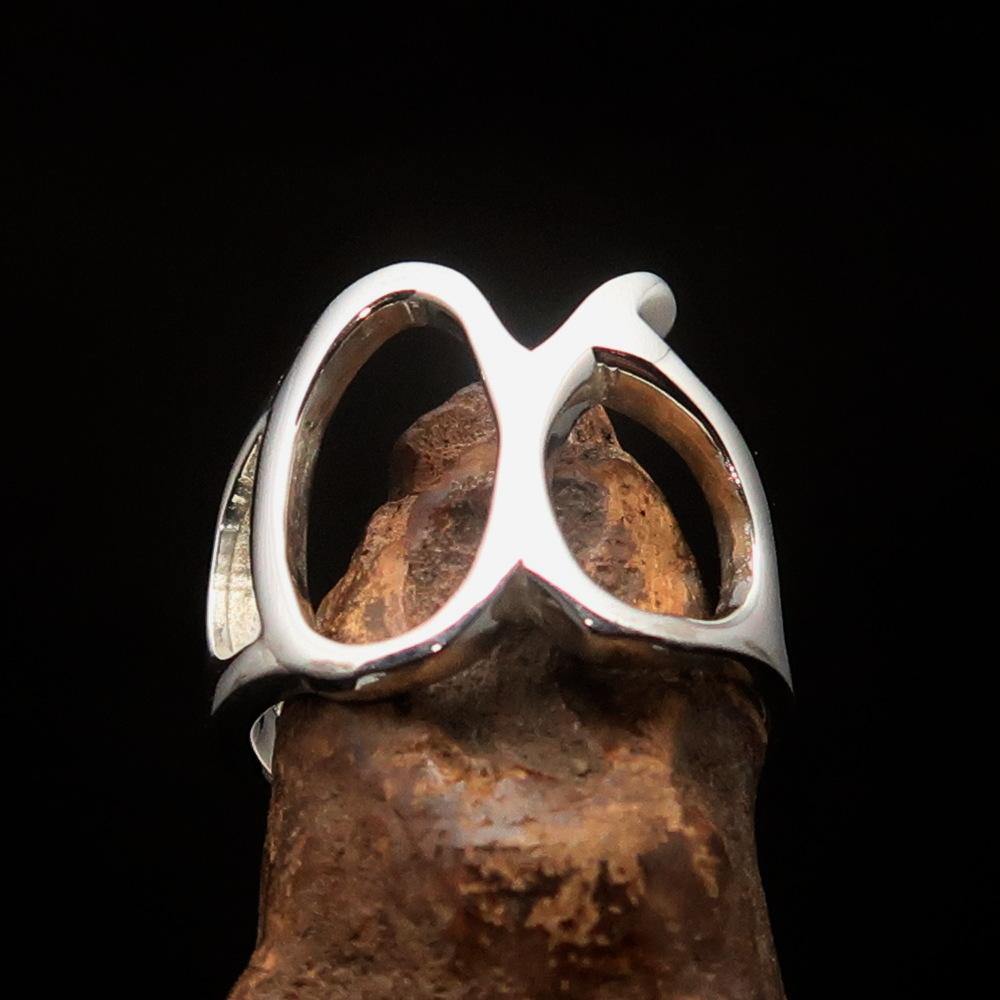 Men's Greek lower case letter initial ring Alpha made of high polished sterling silver, showcasing its elegant design and hallmark 925.