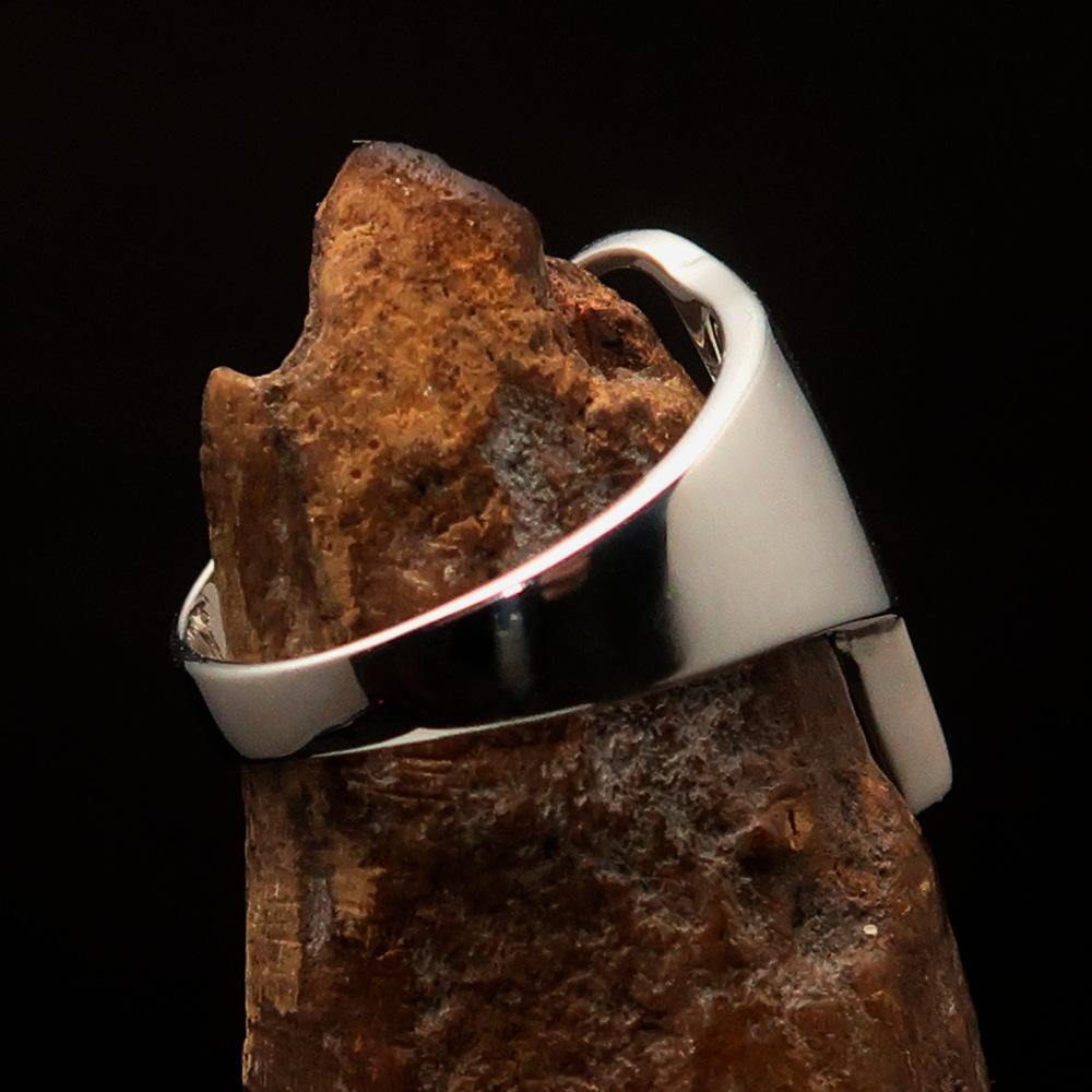 Men's Greek lower case letter initial ring Beta made of high polished sterling silver, showcasing its elegant design and hallmark 925.