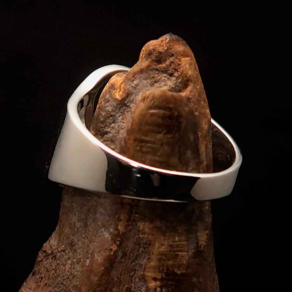 Men's Greek lower case letter initial ring Beta made of high polished sterling silver, showcasing its elegant design and hallmark 925.