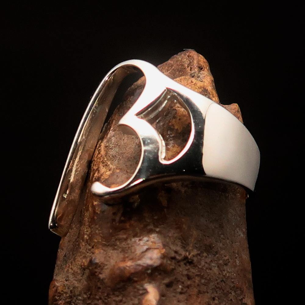 Men's Greek lower case letter initial ring Beta made of high polished sterling silver, showcasing its elegant design and hallmark 925.