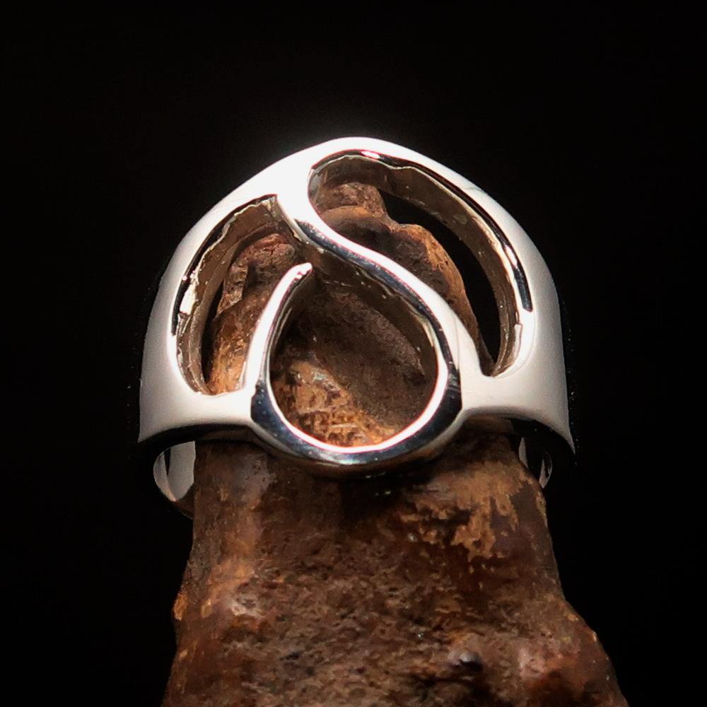 Men's Greek lower case letter initial ring Delta made of high polished sterling silver, showcasing its elegant design and hallmark 925.