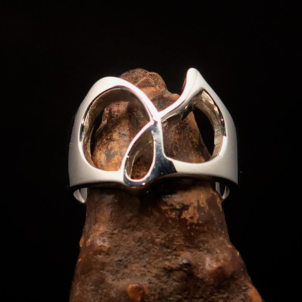 Men's Greek lower case letter initial ring Gamma made of high polished sterling silver, showcasing the letter Gamma in an elegant design.