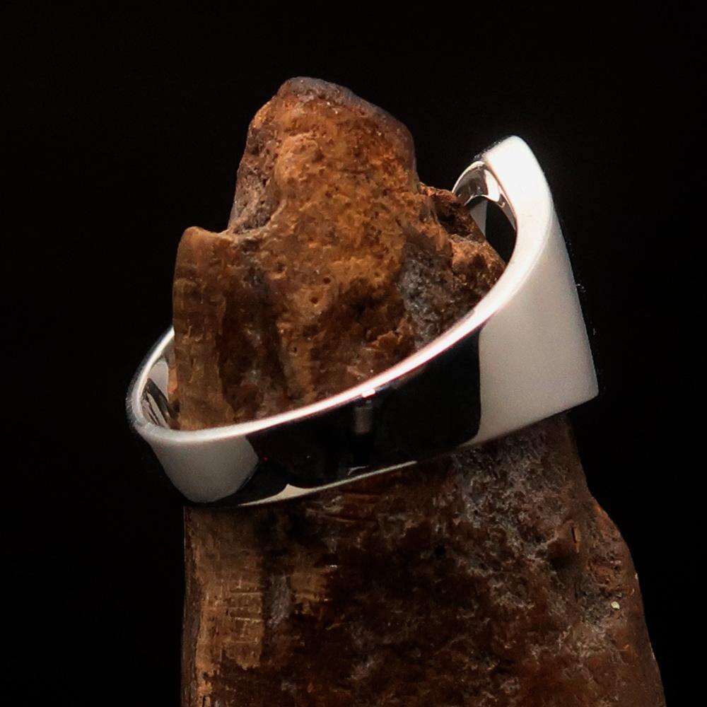 Men's Greek lower case letter initial ring Gamma made of high polished sterling silver, showcasing the letter Gamma in an elegant design.