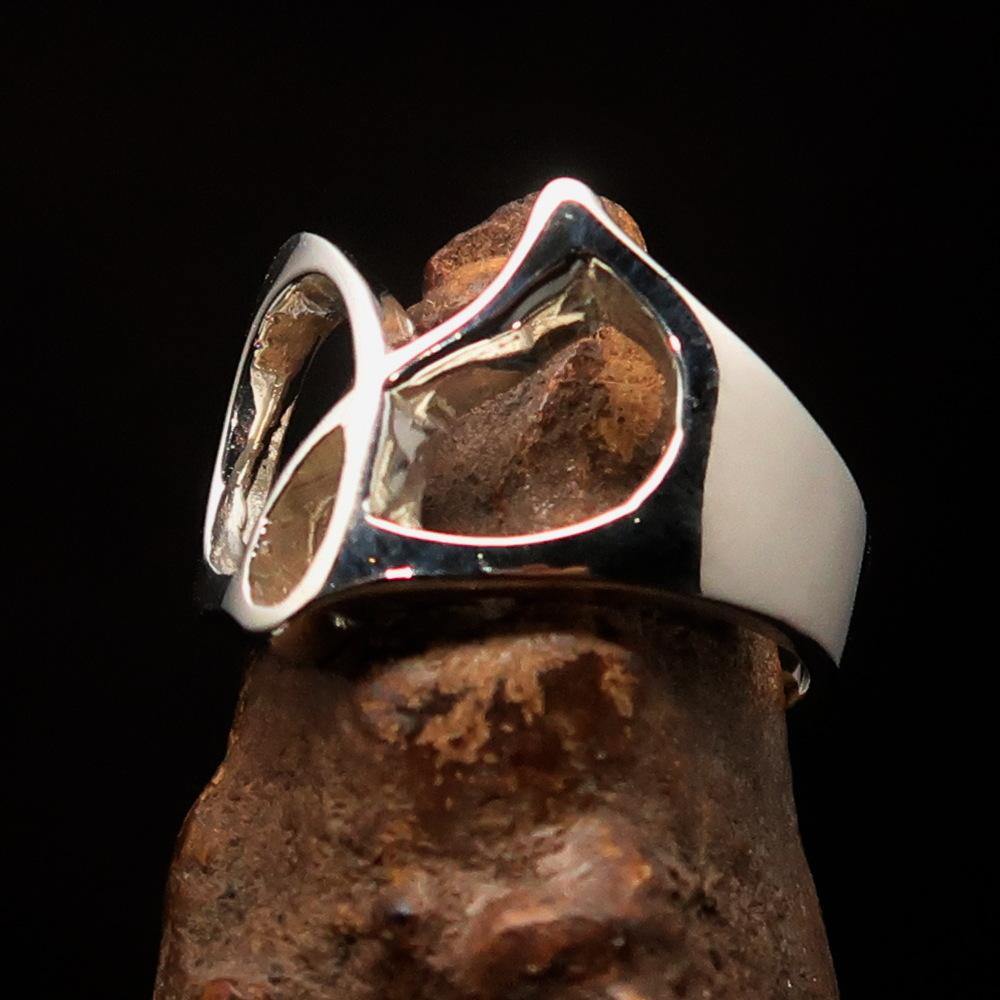 Men's Greek lower case letter initial ring Gamma made of high polished sterling silver, showcasing the letter Gamma in an elegant design.