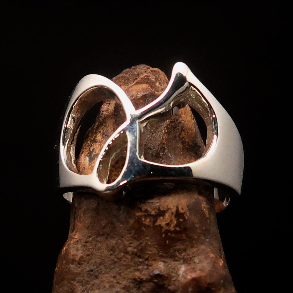 Men's Greek lower case letter initial ring Gamma made of high polished sterling silver, showcasing the letter Gamma in an elegant design.