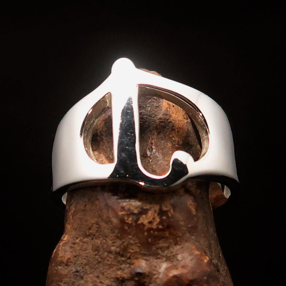 Men's sterling silver ring featuring the Greek letter Iota, high-polished finish, and hallmarked 925 for authenticity.