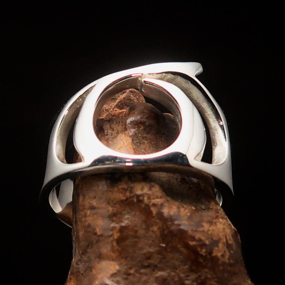 Men's sterling silver ring featuring the Greek letter Sigma, high polished finish, showcasing elegance and quality craftsmanship.