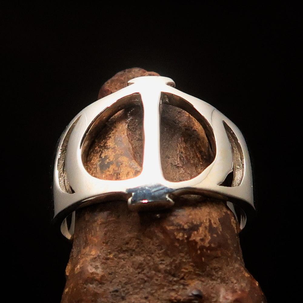 Men's Greek Initial Ring Iota in solid sterling silver with high-polished finish, showcasing the capital letter Iota.