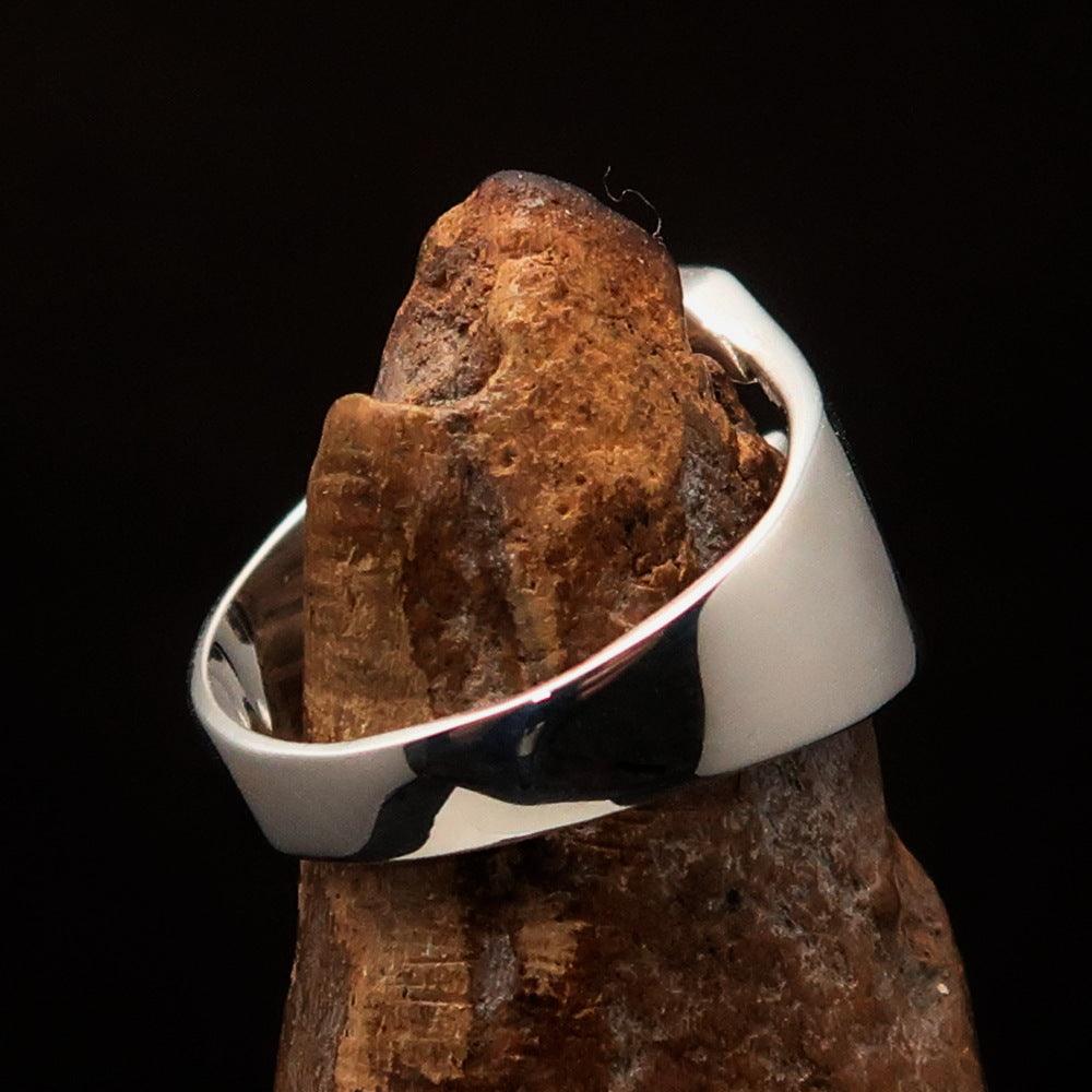 Men's sterling silver ring featuring Greek letter Xi, high polished finish.