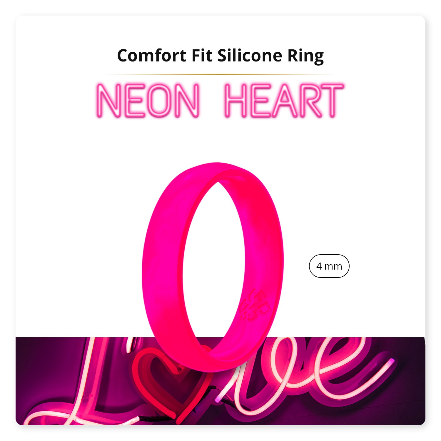 Neon hot pink breathable silicone ring with a sleek bevel design, showcasing its smooth surface and ergonomic fit.