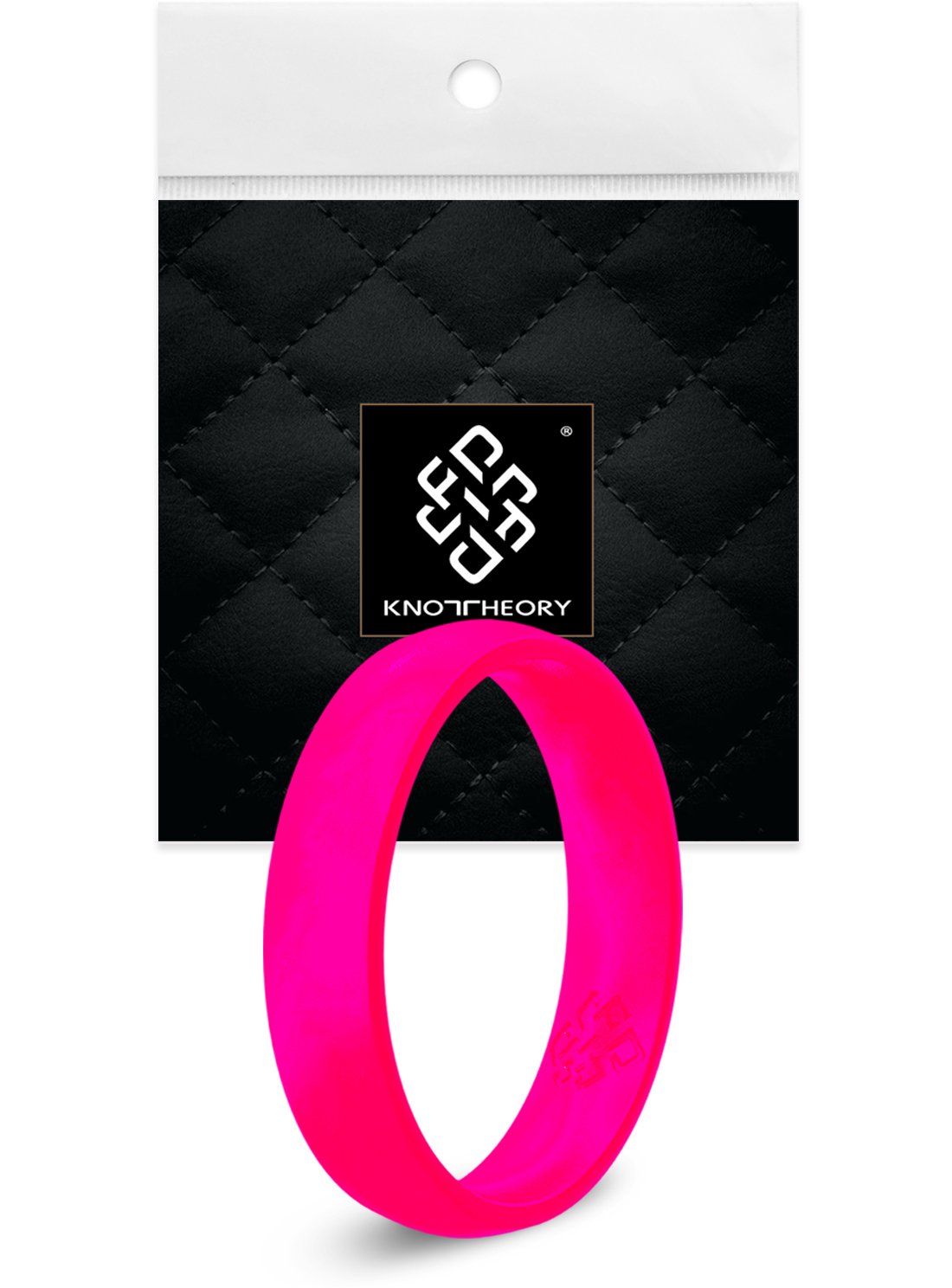 Neon hot pink breathable silicone ring with a sleek bevel design, showcasing its smooth surface and ergonomic fit.