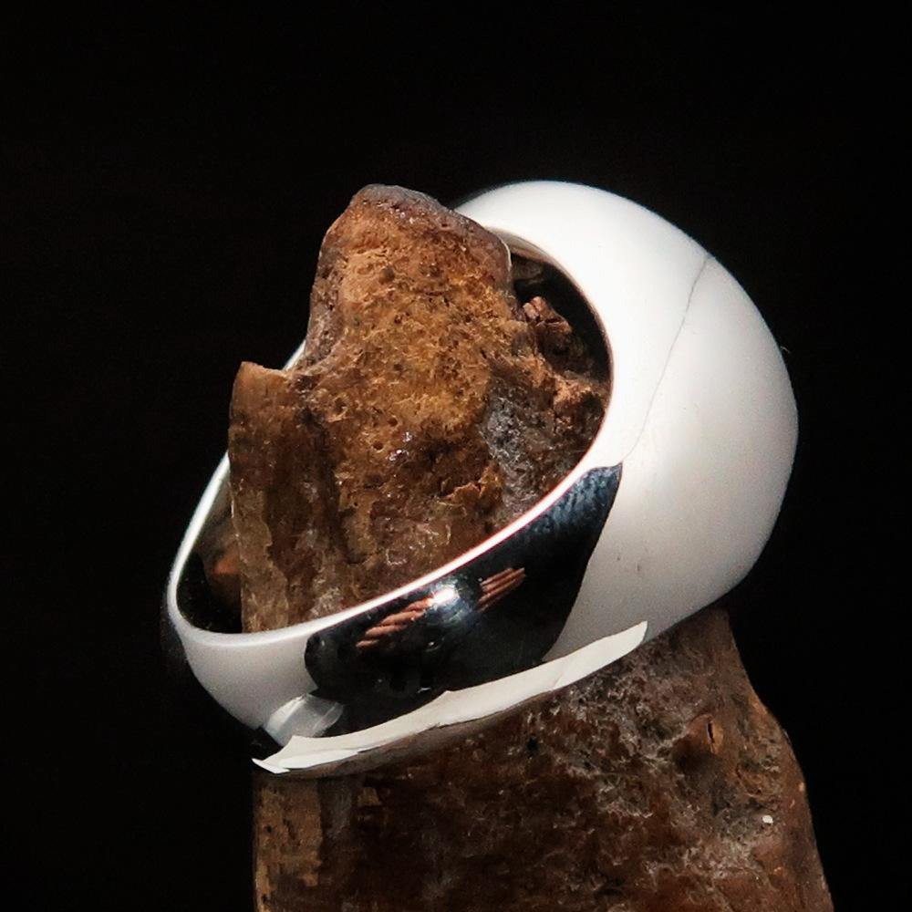 Men's ancient Viking runes ring in black sterling silver, featuring intricate rune designs and a polished finish.