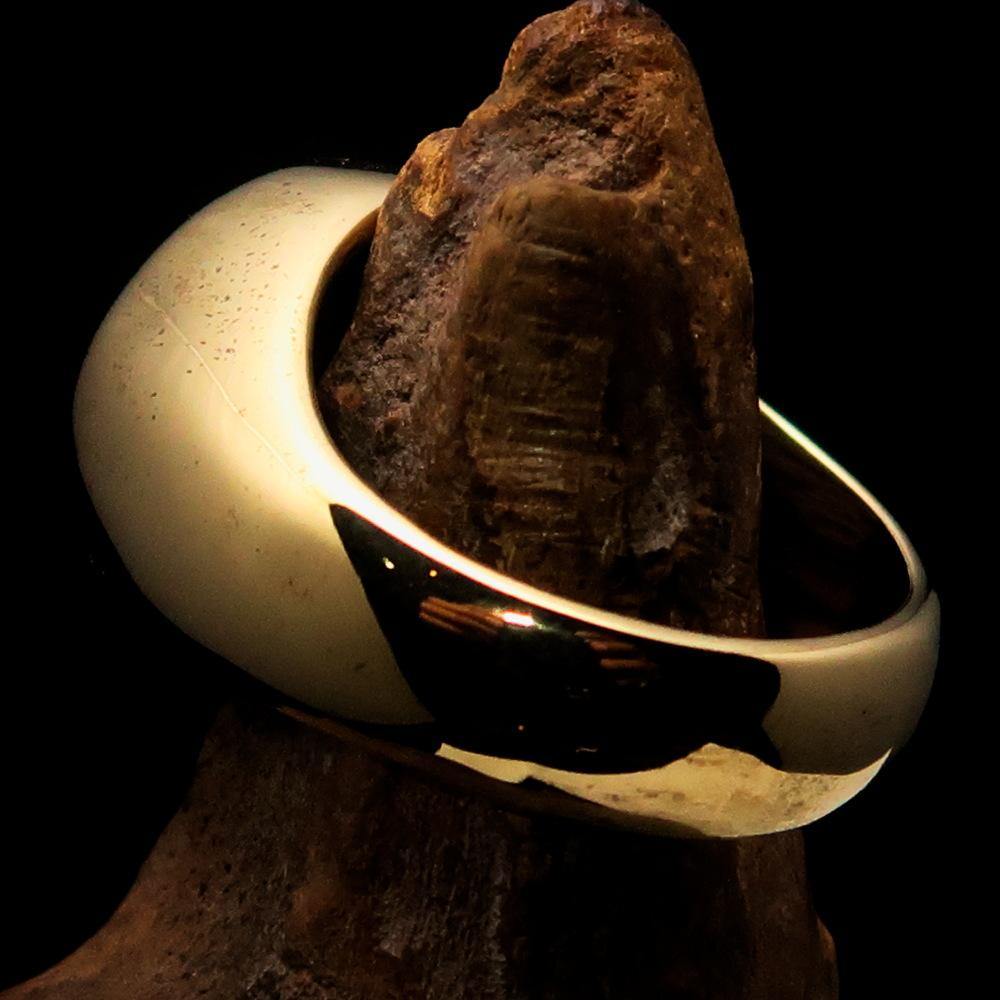 Men's Bio Hazard Ring featuring a black Toxic Waste Symbol, crafted from solid brass with a high polished enamel finish.