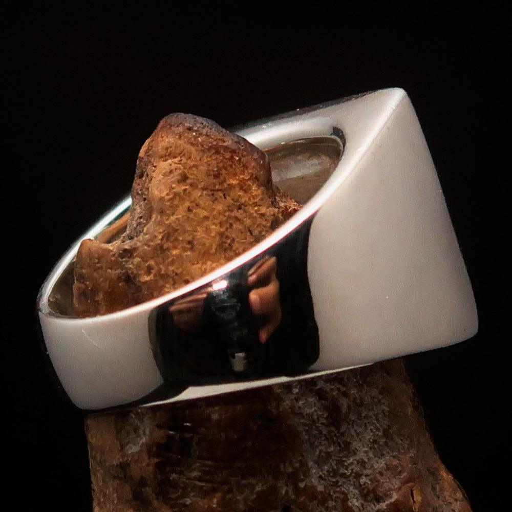 Men's Knight Ring featuring a Maltese Cross design in solid sterling silver with red enamel finish.