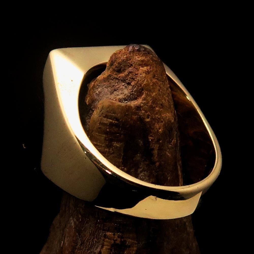 Men's Chess Player Ring featuring a black King's Crown design, crafted from solid brass with a high-polished finish and black enamel.