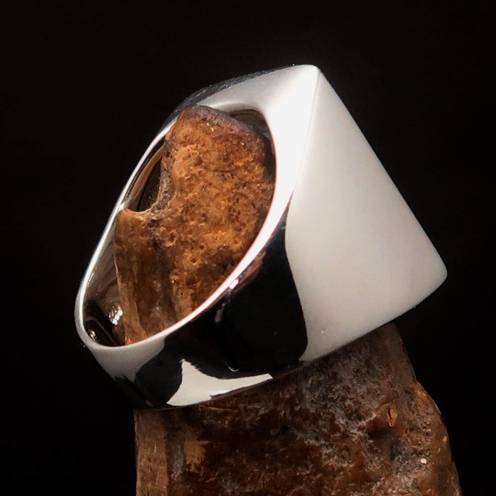 Men's Green Griffin Ring crafted in sterling silver with intricate griffin design and vibrant green enamel accents.