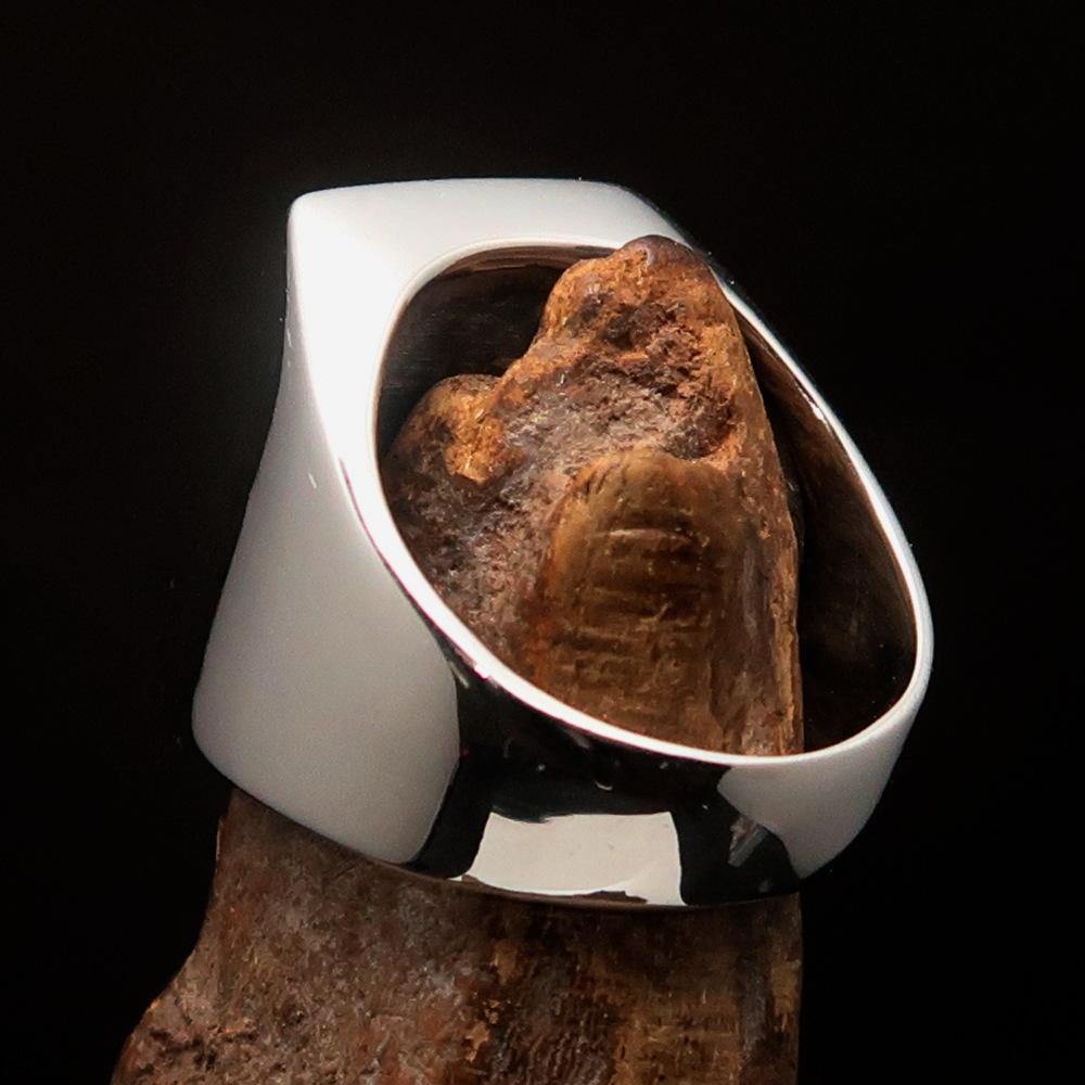 Men's Green Griffin Ring crafted in sterling silver with intricate griffin design and vibrant green enamel accents.