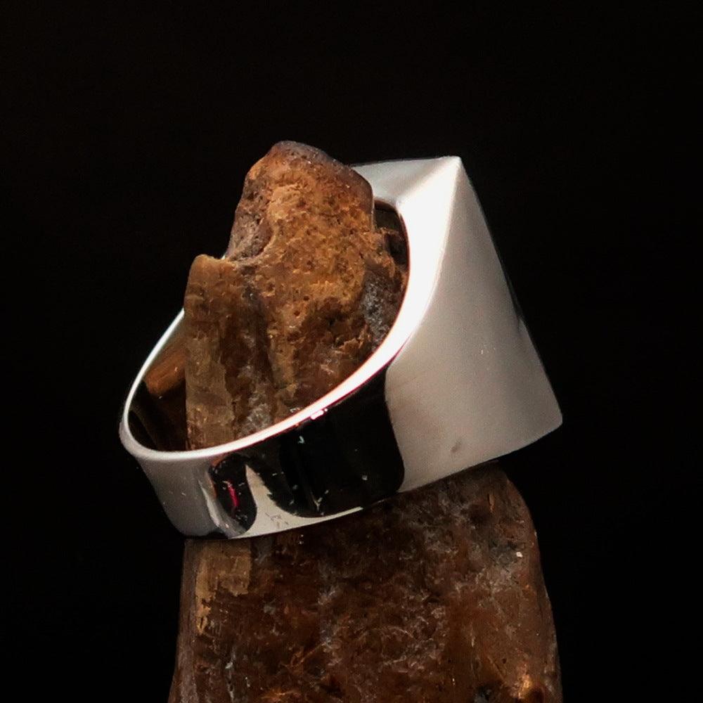 Men's Griffin Ring Griffon in two-tone Sterling Silver, showcasing high polish and matte finishes, perfect for stylish men.