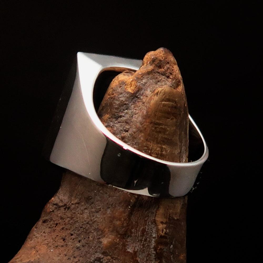 Men's Griffin Ring Griffon in two-tone Sterling Silver, showcasing high polish and matte finishes, perfect for stylish men.