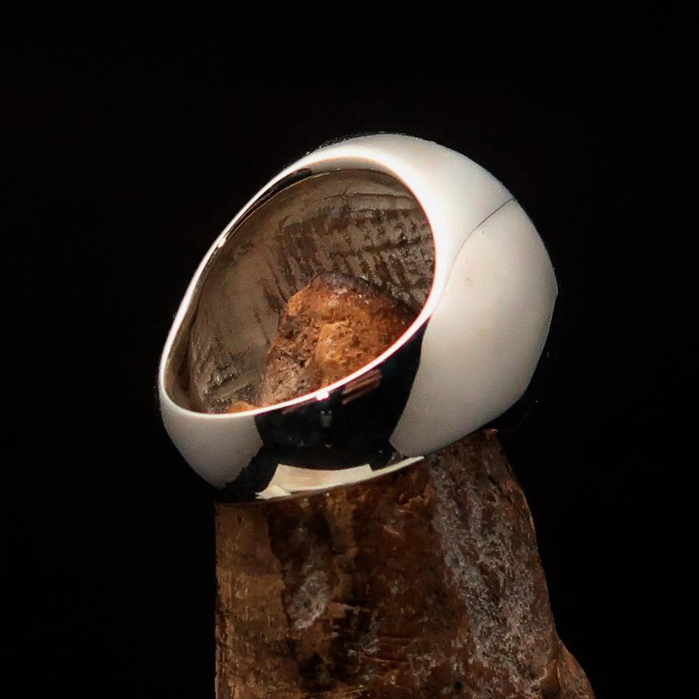 Men's Masonic Skull Ring in Two-Tone Matte Sterling Silver, showcasing a unique skull design and hallmarked 925 for authenticity.