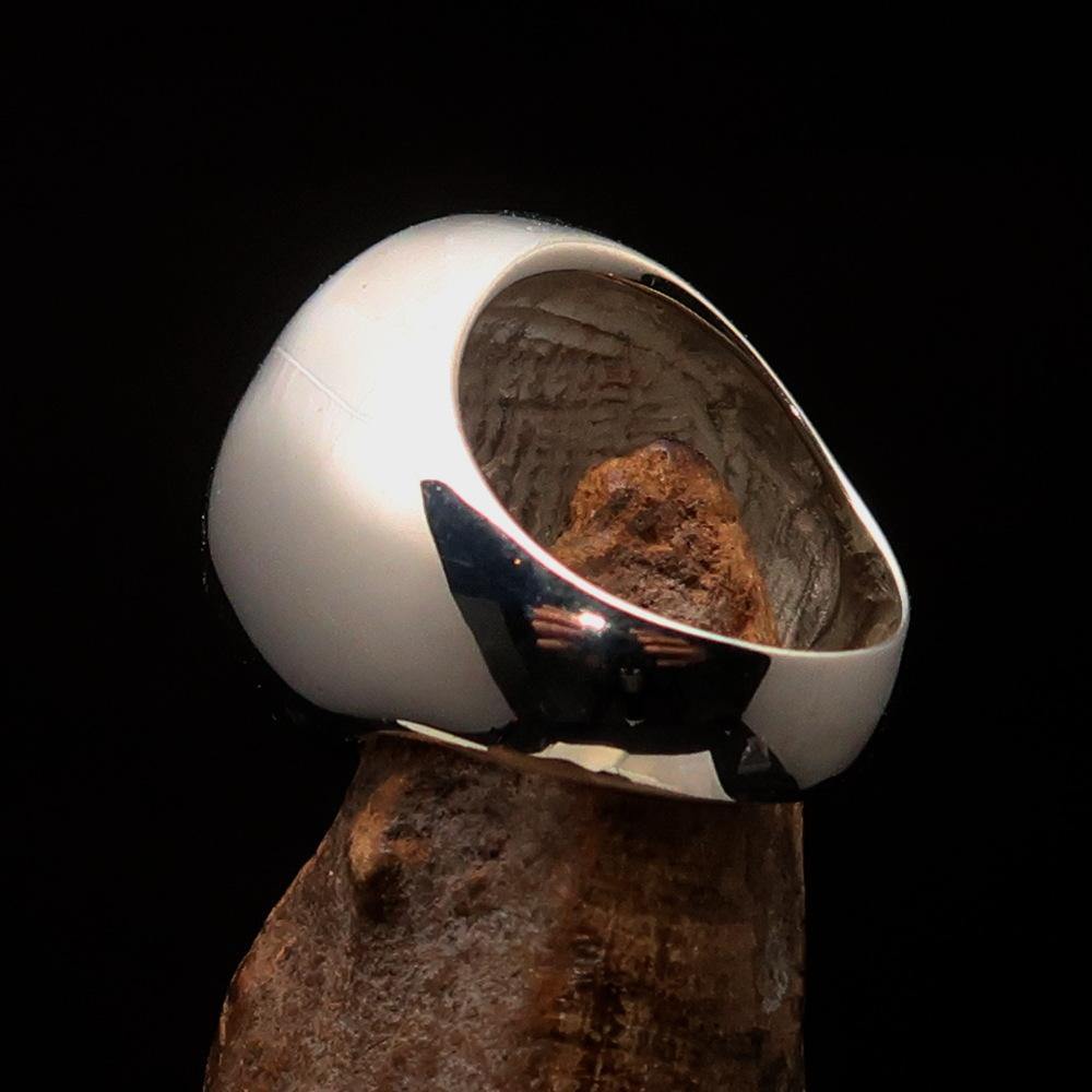 Men's Masonic Skull Ring in Two-Tone Matte Sterling Silver, showcasing a unique skull design and hallmarked 925 for authenticity.