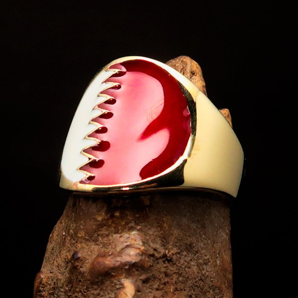 Men's National Flag Ring Bahrain made of solid brass with high polish and enamel detailing, showcasing the vibrant colors of the flag.