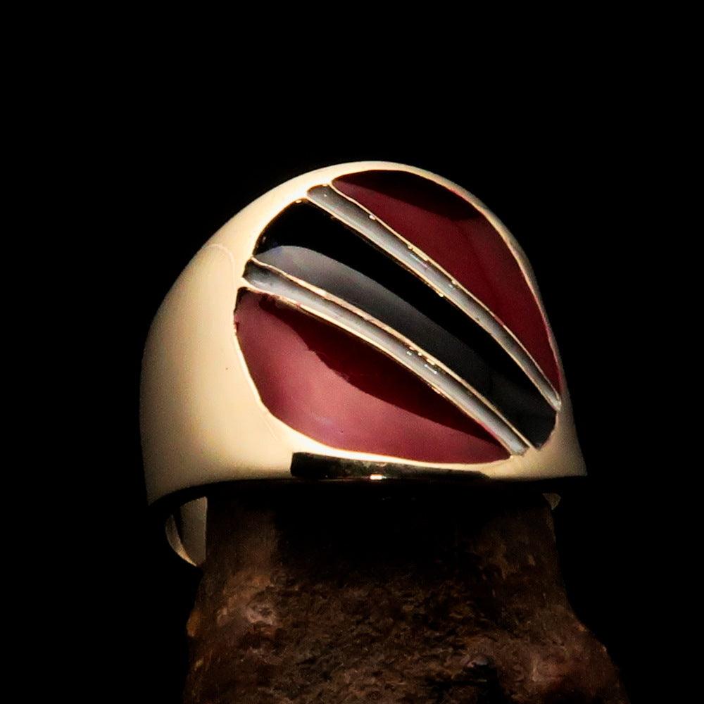 Men's National Flag Ring Trinidad and Tobago made of solid brass with high polish and enamel finish, showcasing vibrant flag colors.