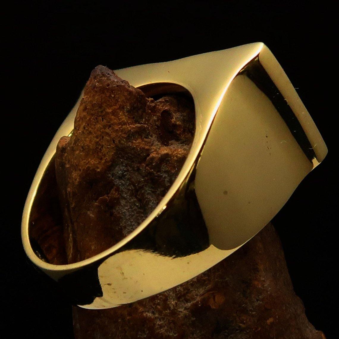 Solid Brass Men's Ring featuring the National Flag of Georgia with five crosses and red enamel finish.