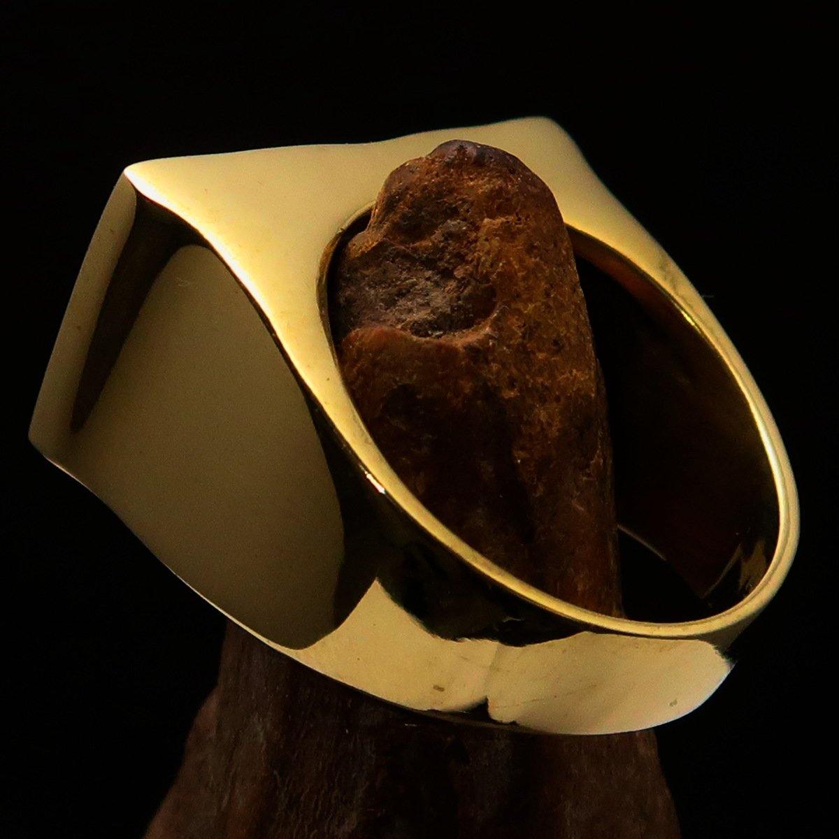 Solid Brass Men's Ring featuring the National Flag of Georgia with five crosses and red enamel finish.