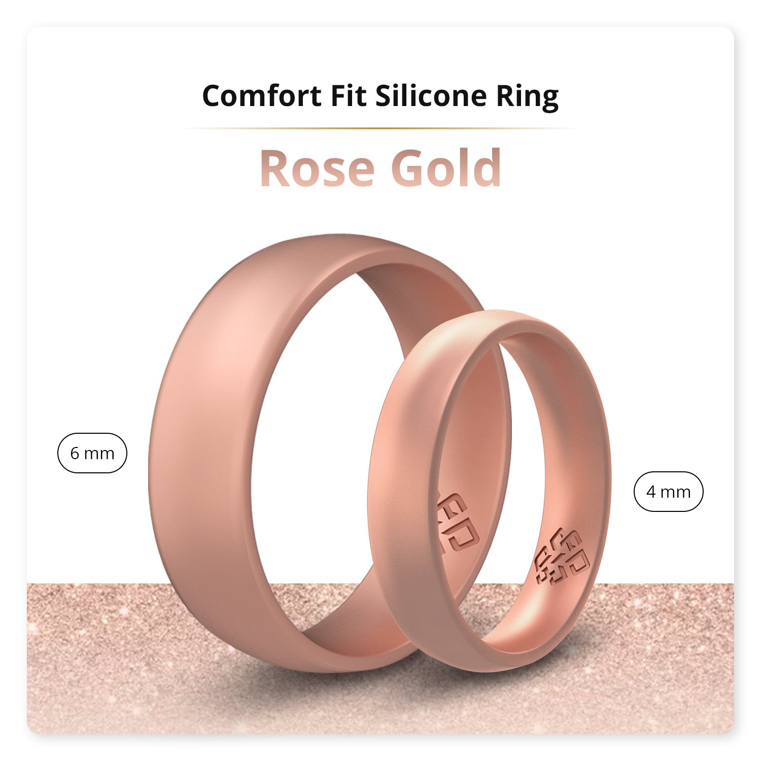 Rose Gold Breathable Silicone Ring for Women, showcasing its elegant design and smooth surface.