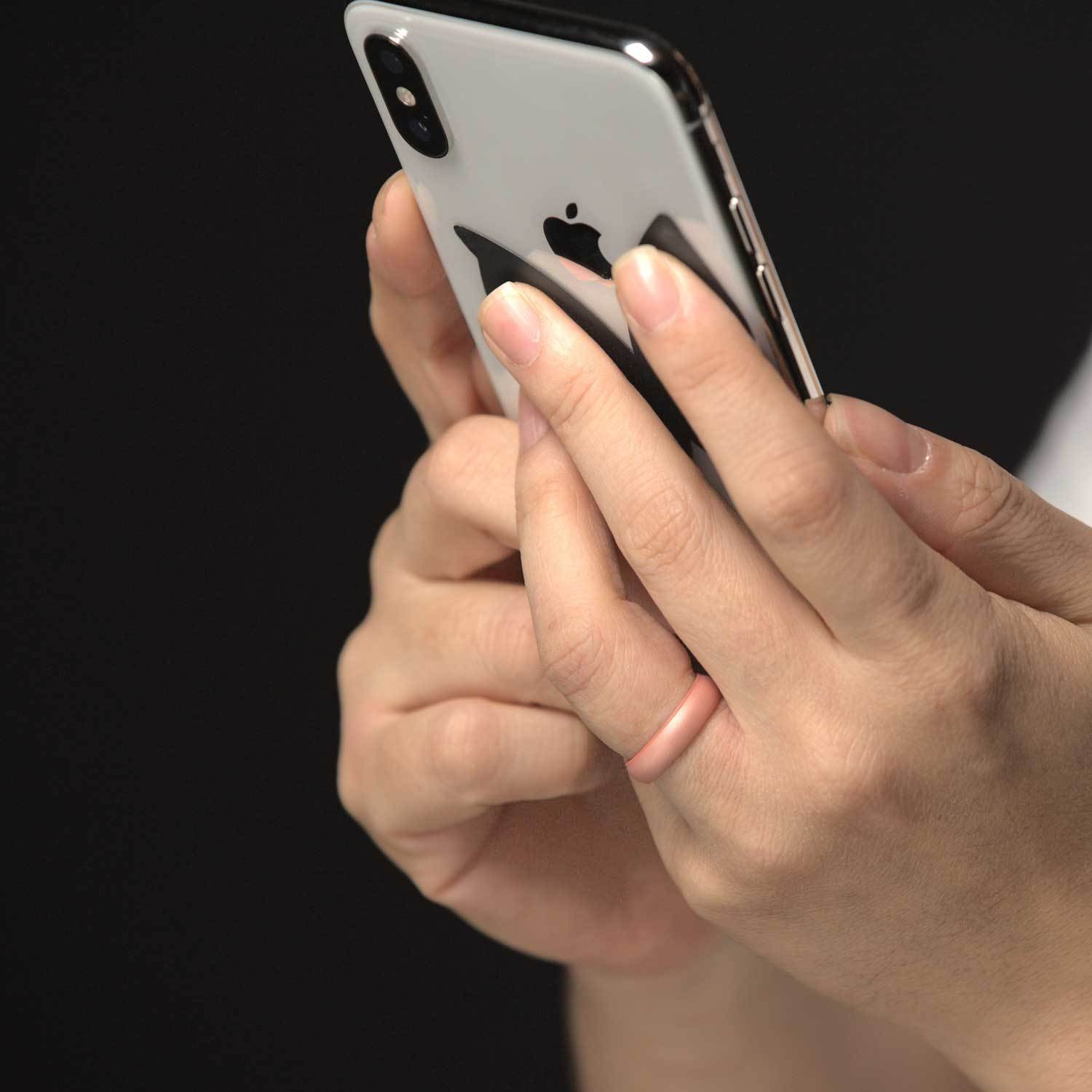 Rose Gold Breathable Silicone Ring for Women, showcasing its elegant design and smooth surface.