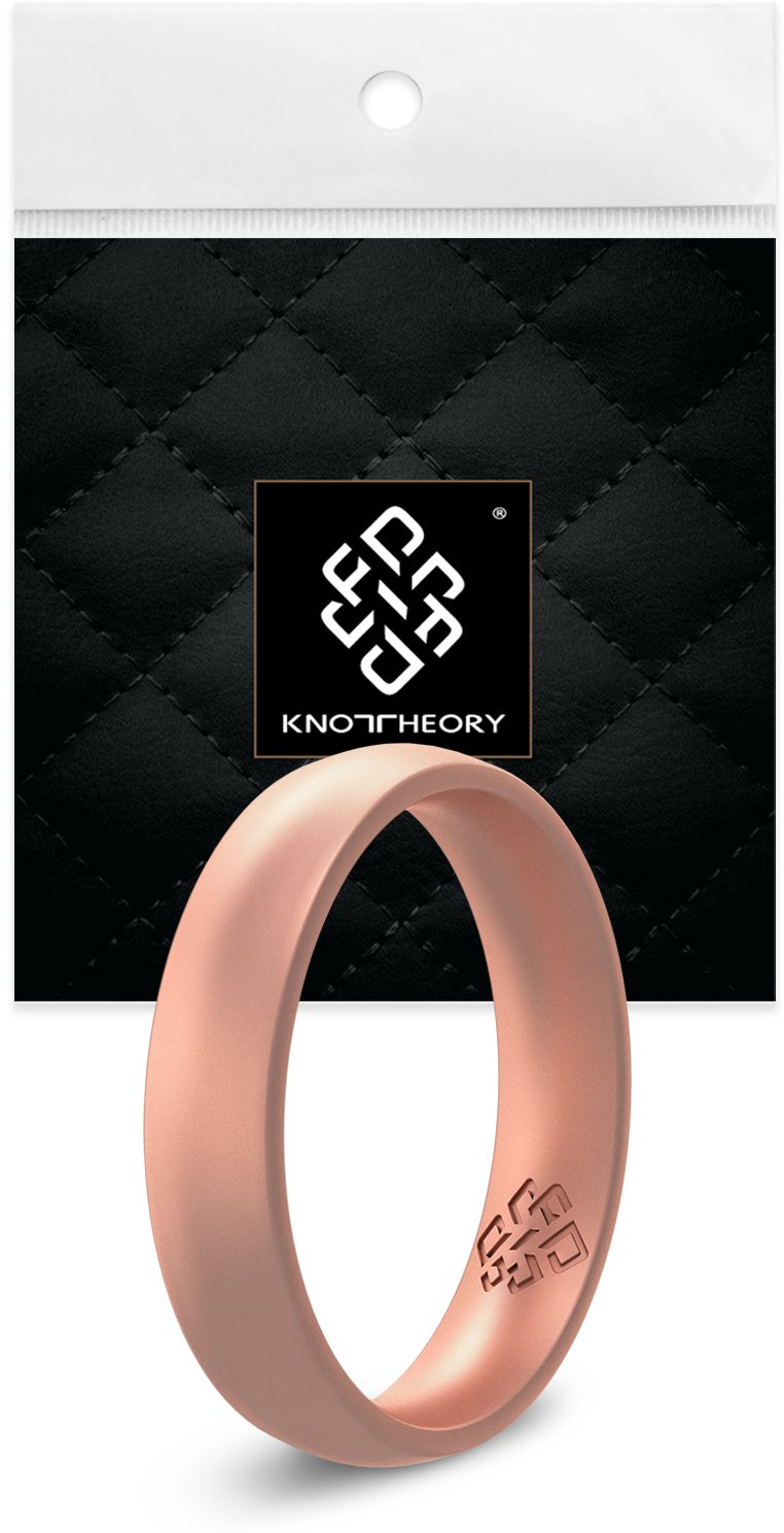 Rose Gold Breathable Silicone Ring for Women, showcasing its elegant design and smooth surface.
