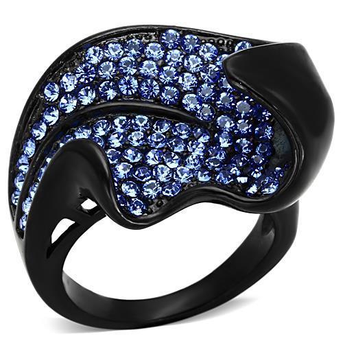 TK1362 IP Black Stainless Steel Ring featuring a top-grade sapphire crystal, showcasing a sleek and modern design.