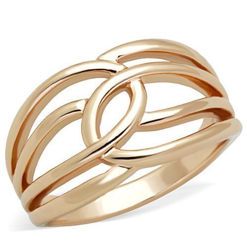 TK1696 IP Rose Gold Stainless Steel Ring with a sleek, minimalist design and no stone, showcasing its elegant finish.
