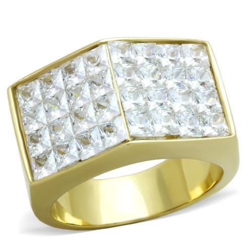 Gold ring with square diamonds.