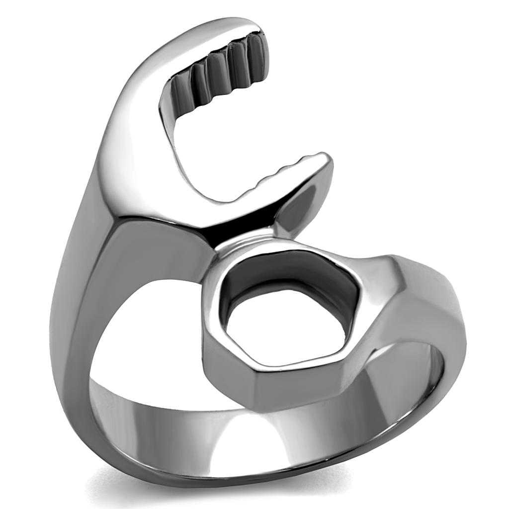 TK2396 High Polished Stainless Steel Ring with a sleek, minimalist design, showcasing its shiny surface and absence of stones.