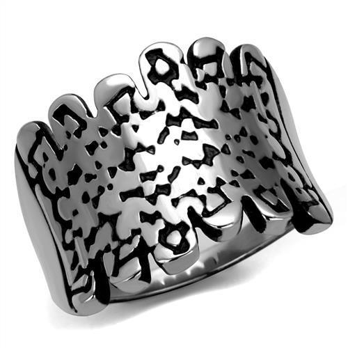 TK2500 High Polished Stainless Steel Ring with jet epoxy stone, showcasing a sleek and modern design.