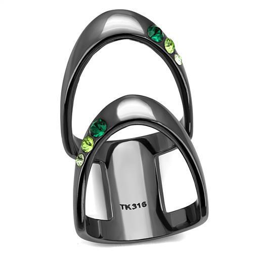 TK2768 IP Light Black ring made of stainless steel with multi-color top-grade crystals, showcasing a modern and elegant design.