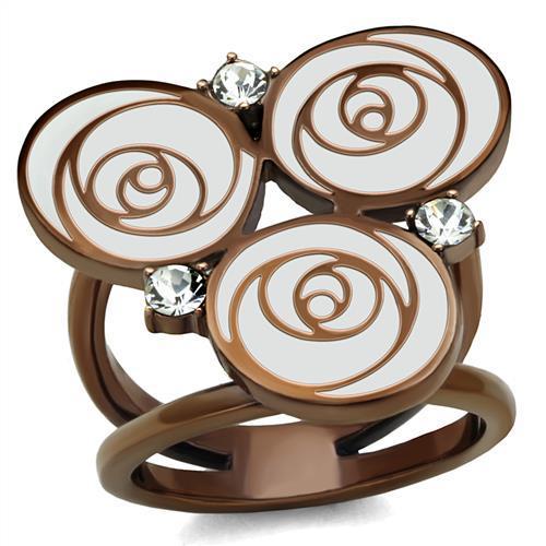 TK2841 IP Coffee light Stainless Steel Ring featuring a clear top-grade crystal, showcasing its elegant design and durable material.