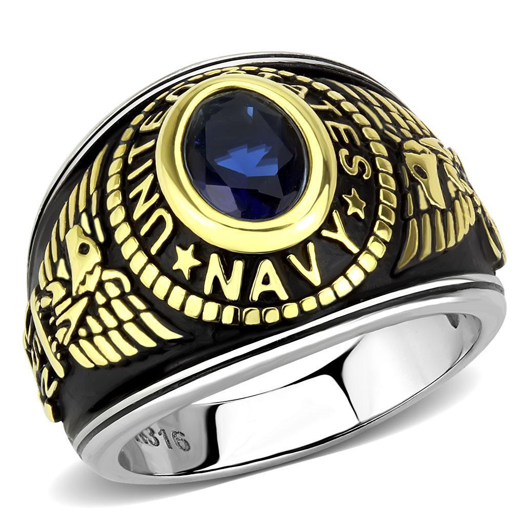 TK3726 Two-Tone IP Gold Stainless Steel Ring featuring a synthetic glass center stone in Montana color.