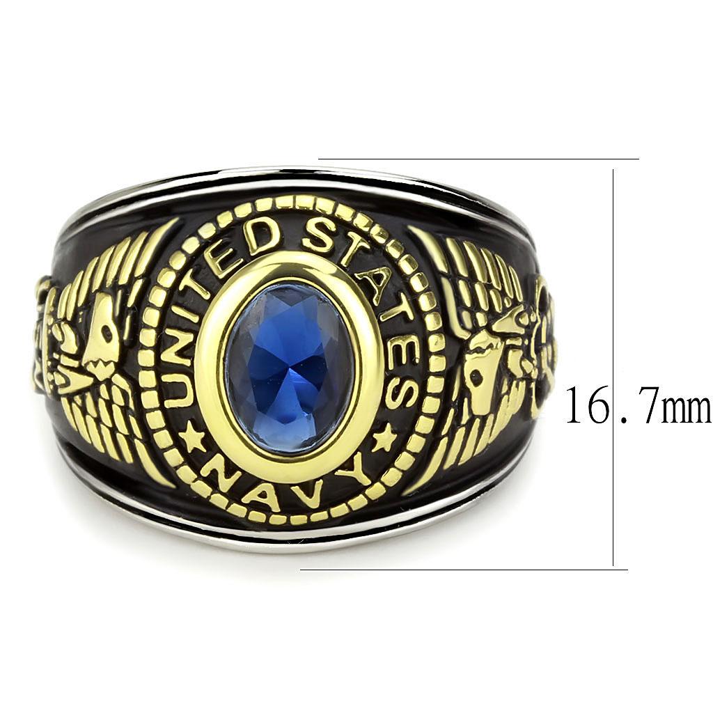 TK3726 Two-Tone IP Gold Stainless Steel Ring featuring a synthetic glass center stone in Montana color.