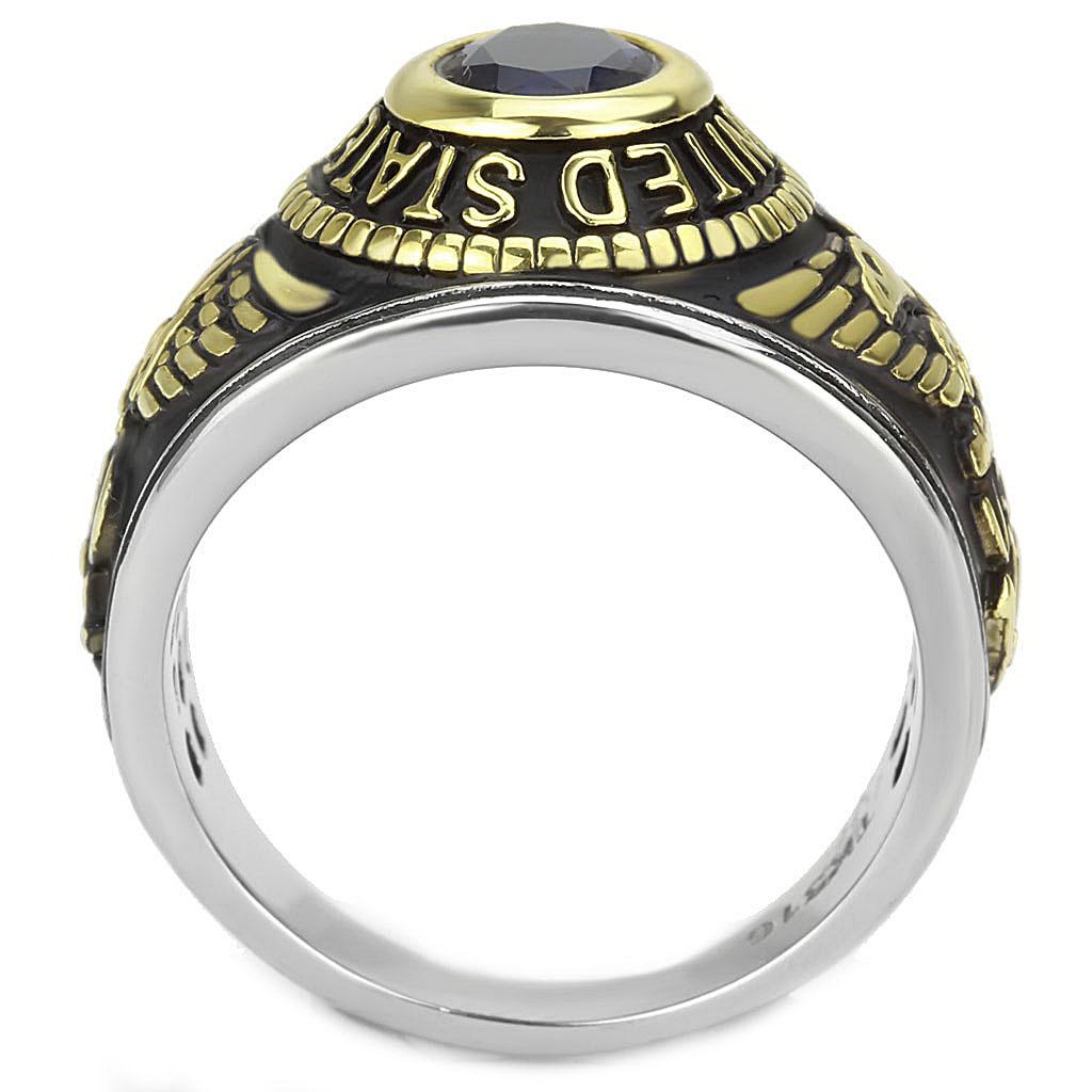 TK3726 Two-Tone IP Gold Stainless Steel Ring featuring a synthetic glass center stone in Montana color.