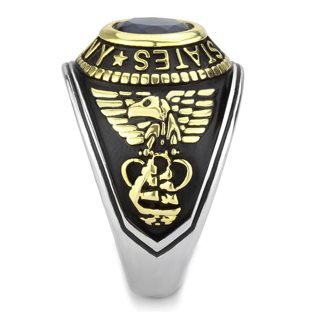TK3726 Two-Tone IP Gold Stainless Steel Ring featuring a synthetic glass center stone in Montana color.