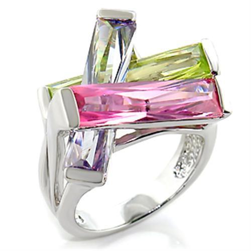 Tyree Cocktail Ring featuring rhodium brass and multi-color AAA CZ stones, elegantly designed for stylish occasions.