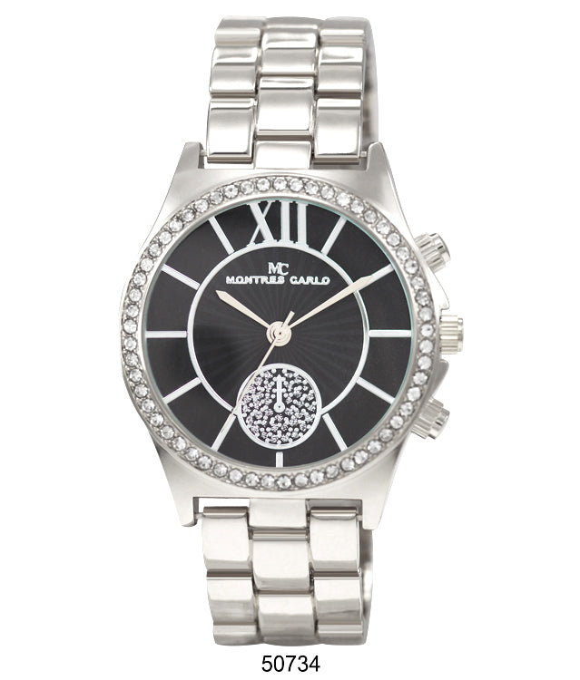 5073 Metal Band Watch featuring a classic design with sparkling stone bezel and lightweight metal alloy band.