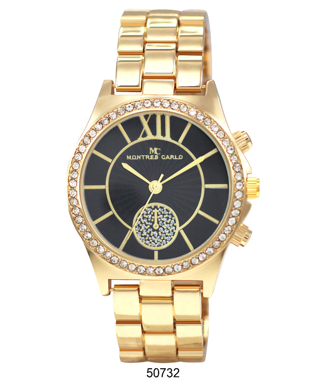 5073 Metal Band Watch featuring a classic design with sparkling stone bezel and lightweight metal alloy band.